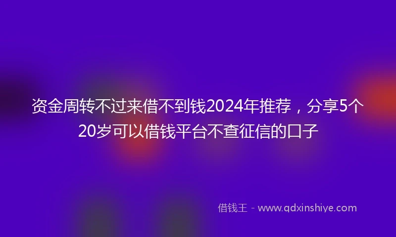 资金周转不过来借不到钱2024年推荐,分享5个20岁可以借钱平台不查征信的口子