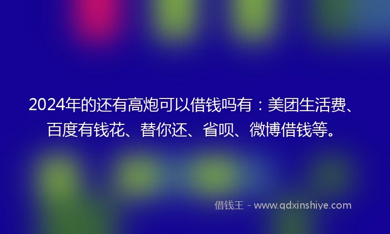 2024年的还有高炮可以借钱吗有：美团生活费、百度有钱花、替你还、省呗、微博借钱等。