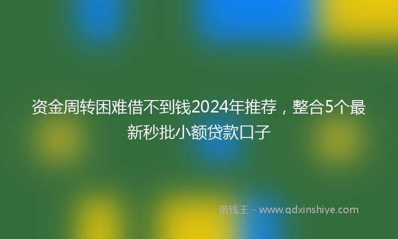 资金周转困难借不到钱2024年推荐，整合5个最新秒批小额贷款口子