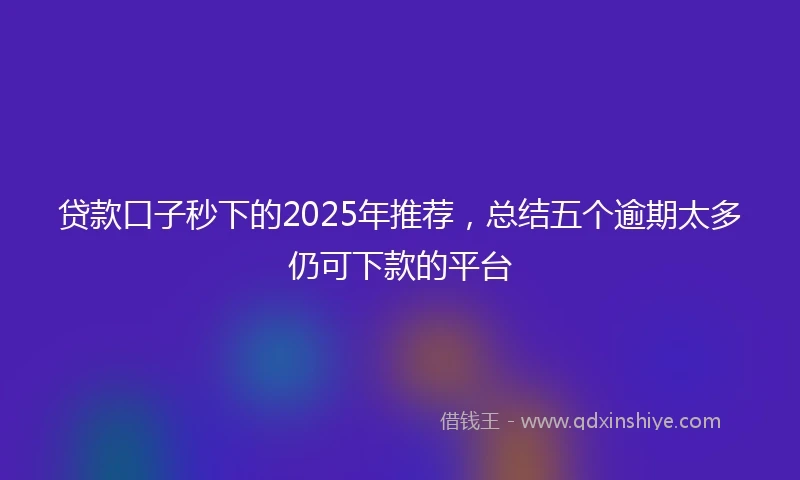 贷款口子秒下的2025年推荐，总结五个逾期太多仍可下款的平台