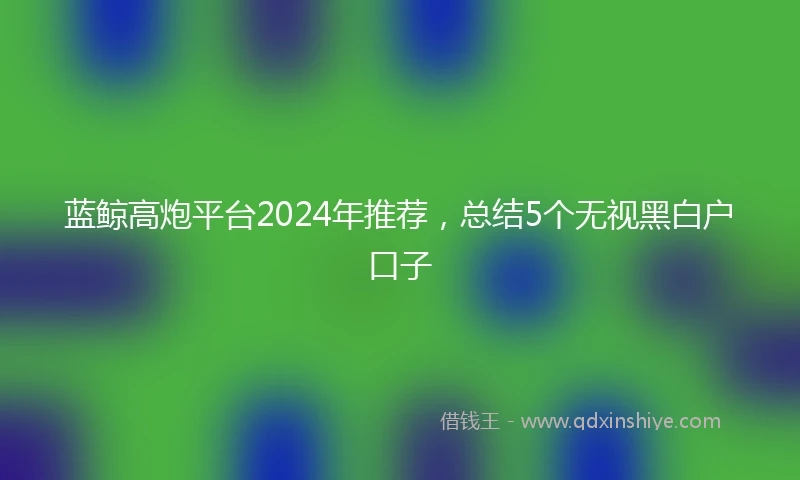 蓝鲸高炮平台2024年推荐，总结5个无视黑白户口子