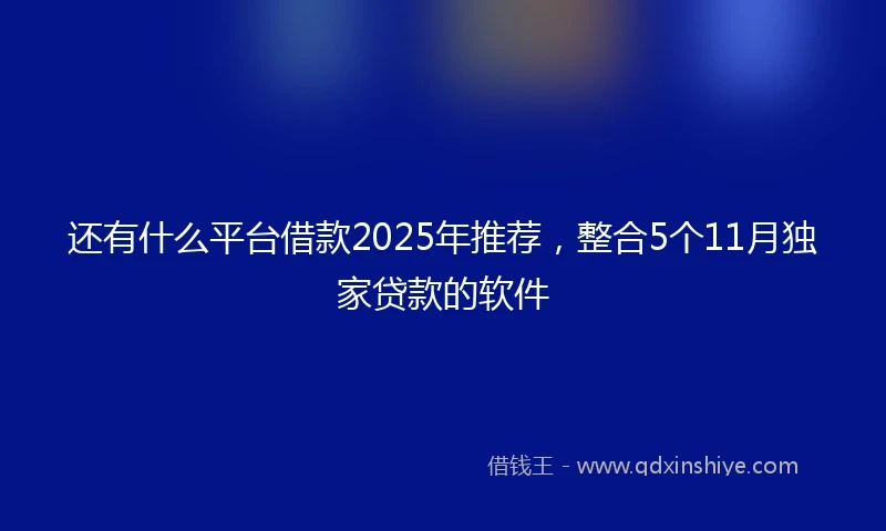 还有什么平台借款2025年推荐，整合5个11月独家贷款的软件
