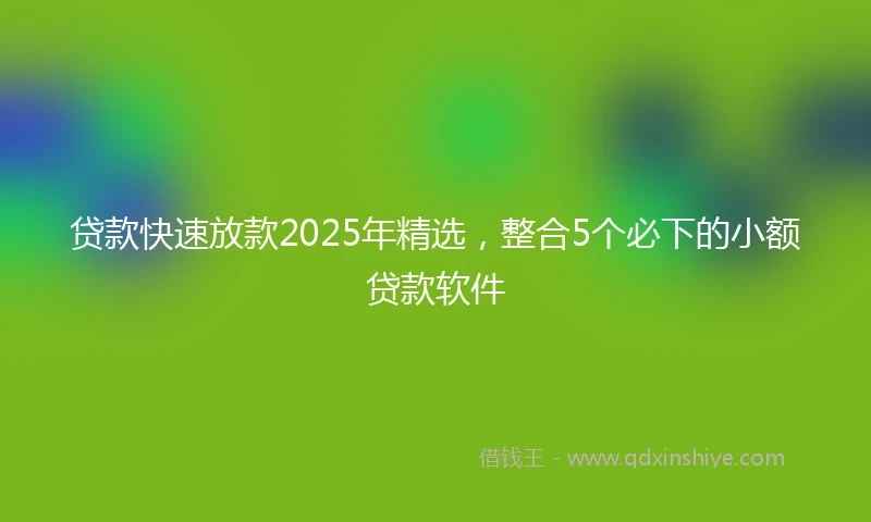 贷款快速放款2025年精选,整合5个必下的小额贷款软件