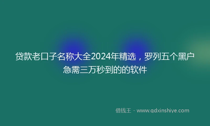 贷款老口子名称大全2024年精选，罗列五个黑户急需三万秒到的的软件