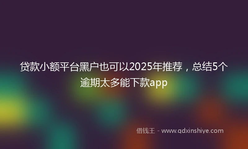 贷款小额平台黑户也可以2025年推荐，总结5个逾期太多能下款app
