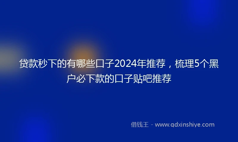 贷款秒下的有哪些口子2024年推荐，梳理5个黑户必下款的口子贴吧推荐