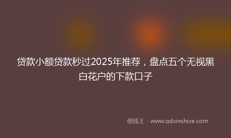 贷款小额贷款秒过2025年推荐，盘点五个无视黑白花户的下款口子