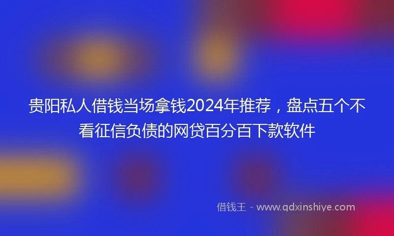 贵阳私人借钱当场拿钱2024年推荐，盘点五个不看征信负债的网贷百分百下款软件
