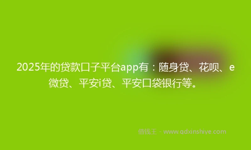 2025年的贷款口子平台app有：随身贷、花呗、e微贷、平安i贷、平安口袋银行等。