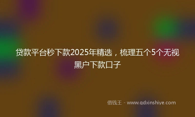 贷款平台秒下款2025年精选，梳理五个5个无视黑户下款口子