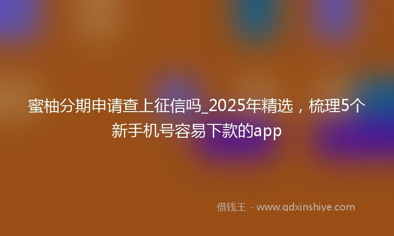 蜜柚分期申请查上征信吗_2025年精选，梳理5个新手机号容易下款的app