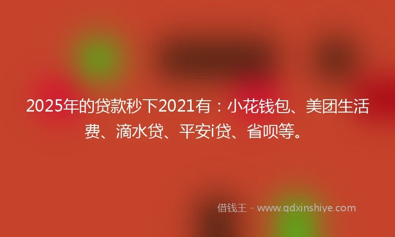 2025年的贷款秒下2021有:小花钱包、美团生活费、滴水贷、平安i贷、省呗等。