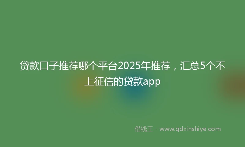 贷款口子推荐哪个平台2025年推荐，汇总5个不上征信的贷款app