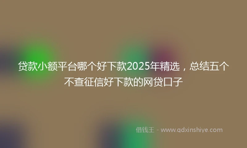 贷款小额平台哪个好下款2025年精选，总结五个不查征信好下款的网贷口子