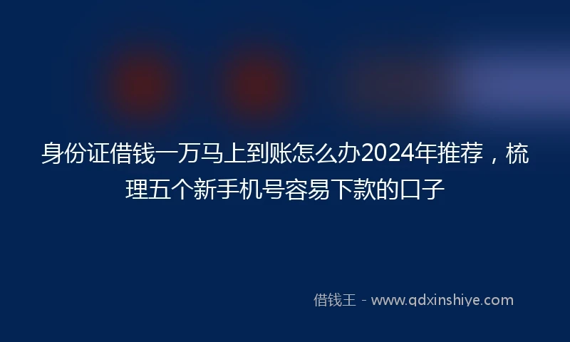 身份证借钱一万马上到账怎么办2024年推荐，梳理五个新手机号容易下款的口子