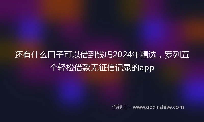 还有什么口子可以借到钱吗2024年精选，罗列五个轻松借款无征信记录的app