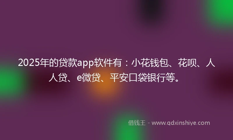 2025年的贷款app软件有：小花钱包、花呗、人人贷、e微贷、平安口袋银行等。