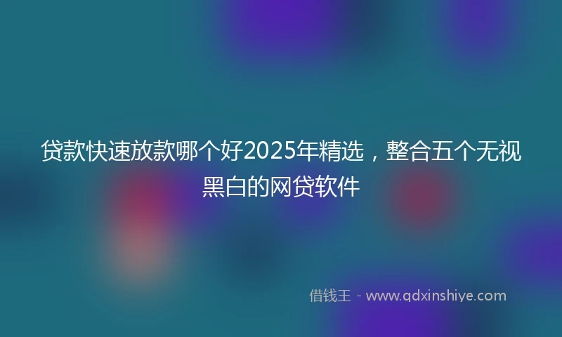 贷款快速放款哪个好2025年精选，整合五个无视黑白的网贷软件