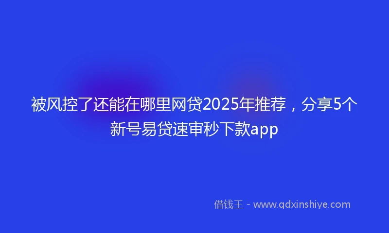 被风控了还能在哪里网贷2025年推荐，分享5个新号易贷速审秒下款app