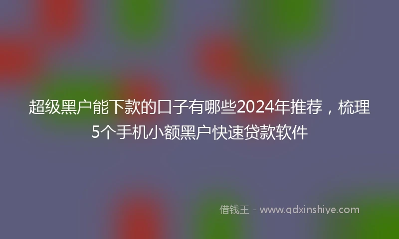 超级黑户能下款的口子有哪些2024年推荐，梳理5个手机小额黑户快速贷款软件