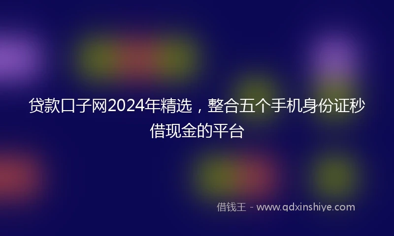 贷款口子网2024年精选，整合五个手机身份证秒借现金的平台