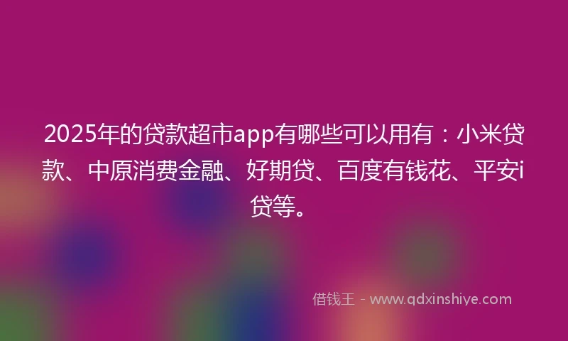 2025年的贷款超市app有哪些可以用有：小米贷款、中原消费金融、好期贷、百度有钱花、平安i贷等。