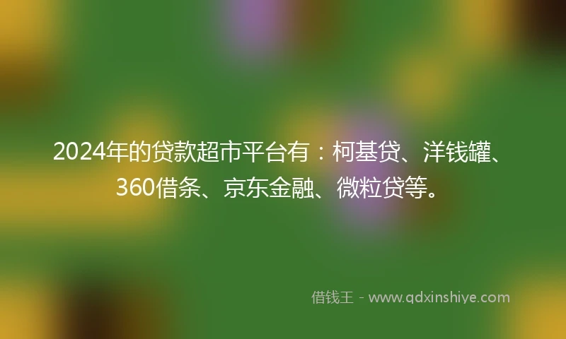 2024年的贷款超市平台有:柯基贷、洋钱罐、360借条、京东金融、微粒贷等。