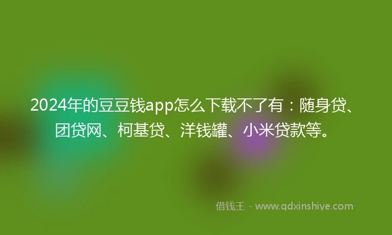 2024年的豆豆钱app怎么下载不了有：随身贷、团贷网、柯基贷、洋钱罐、小米贷款等。