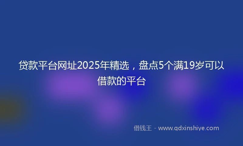 贷款平台网址2025年精选，盘点5个满19岁可以借款的平台