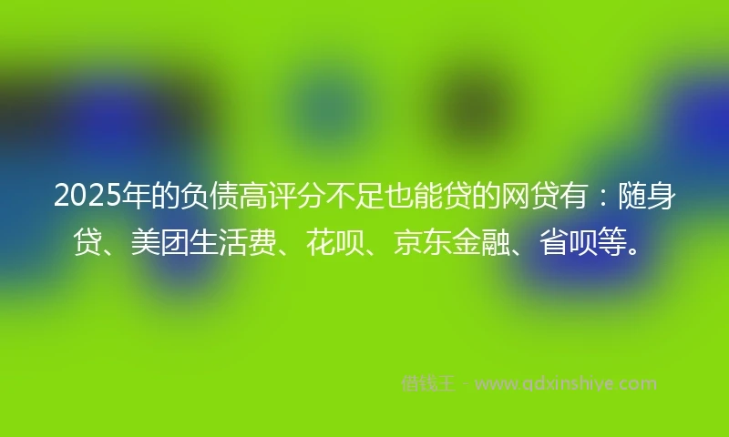 2025年的负债高评分不足也能贷的网贷有：随身贷、美团生活费、花呗、京东金融、省呗等。