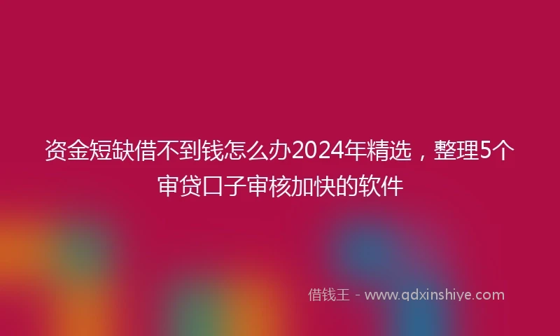 资金短缺借不到钱怎么办2024年精选，整理5个审贷口子审核加快的软件