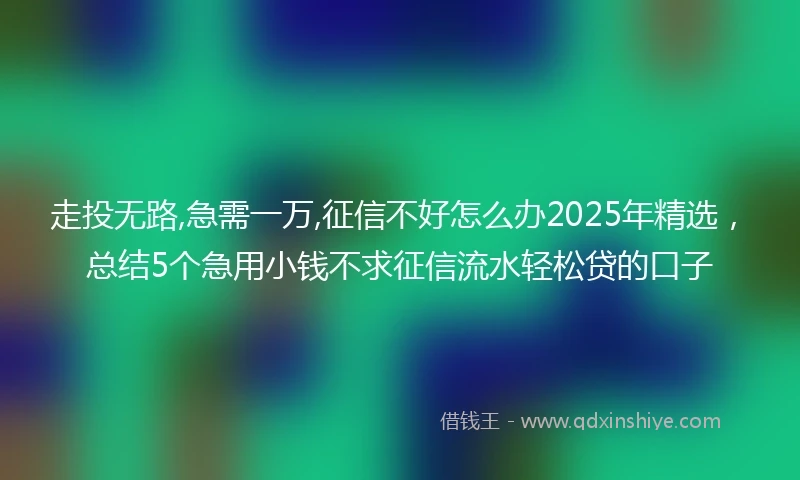 走投无路,急需一万,征信不好怎么办2025年精选，总结5个急用小钱不求征信流水轻松贷的口子