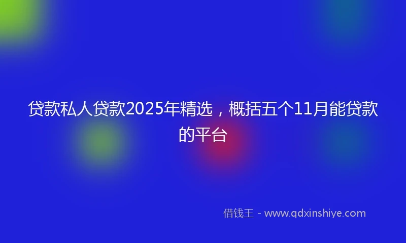 贷款私人贷款2025年精选，概括五个11月能贷款的平台