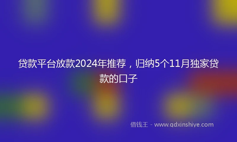 贷款平台放款2024年推荐，归纳5个11月独家贷款的口子