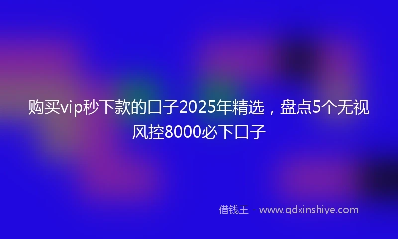 购买vip秒下款的口子2025年精选，盘点5个无视风控8000必下口子