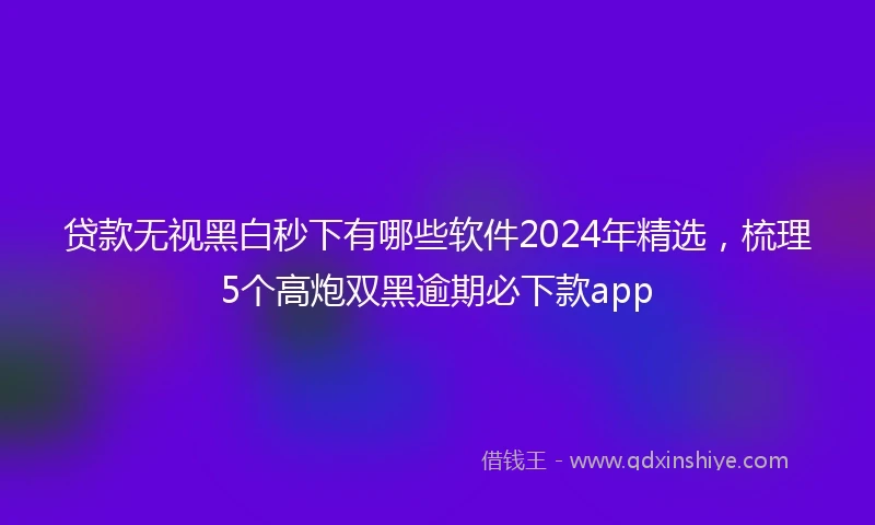 贷款无视黑白秒下有哪些软件2024年精选，梳理5个高炮双黑逾期必下款app