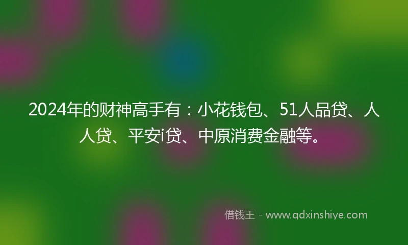 2024年的财神高手有：小花钱包、51人品贷、人人贷、平安i贷、中原消费金融等。