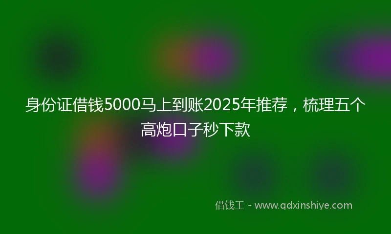 身份证借钱5000马上到账2025年推荐，梳理五个高炮口子秒下款