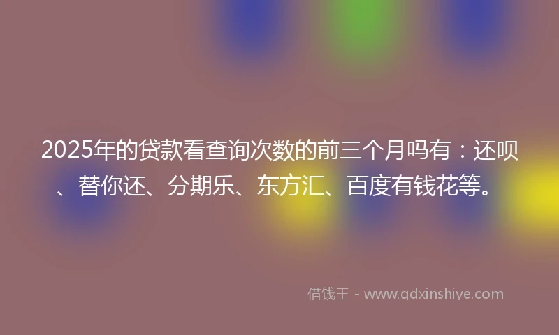 2025年的贷款看查询次数的前三个月吗有：还呗、替你还、分期乐、东方汇、百度有钱花等。