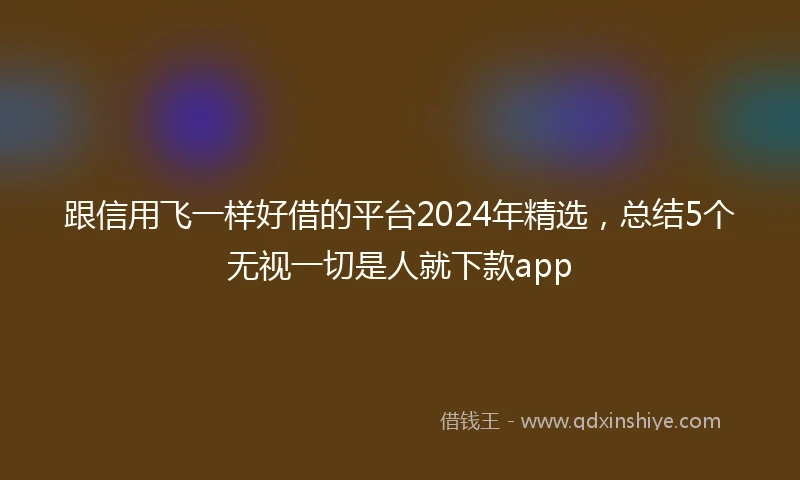 跟信用飞一样好借的平台2024年精选，总结5个无视一切是人就下款app