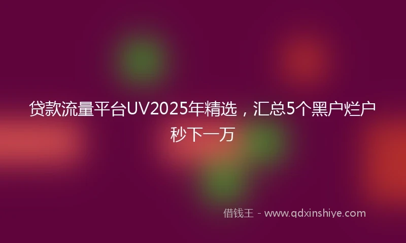贷款流量平台UV2025年精选，汇总5个黑户烂户秒下一万