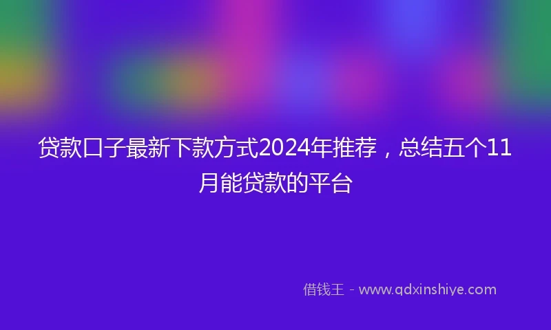 贷款口子最新下款方式2024年推荐，总结五个11月能贷款的平台