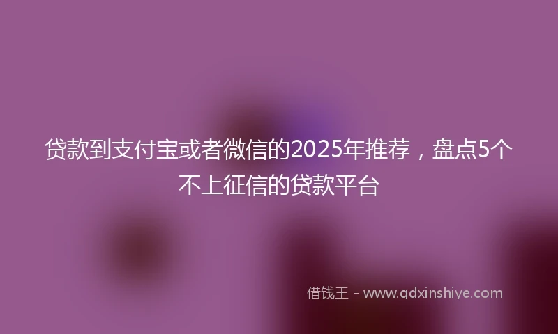 贷款到支付宝或者微信的2025年推荐，盘点5个不上征信的贷款平台