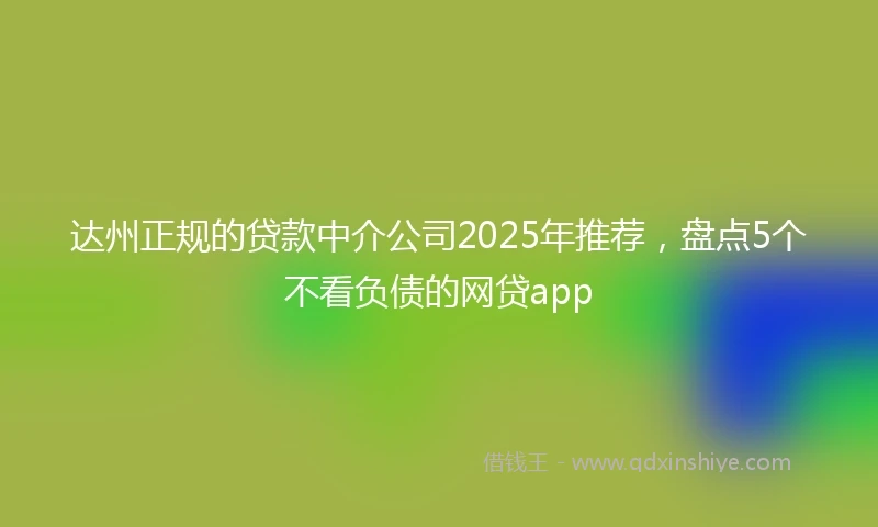 达州正规的贷款中介公司2025年推荐，盘点5个不看负债的网贷app