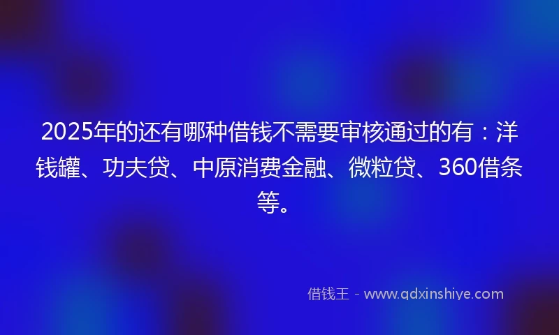 2025年的还有哪种借钱不需要审核通过的有：洋钱罐、功夫贷、中原消费金融、微粒贷、360借条等。
