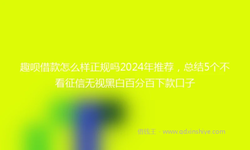 趣呗借款怎么样正规吗2024年推荐，总结5个不看征信无视黑白百分百下款口子