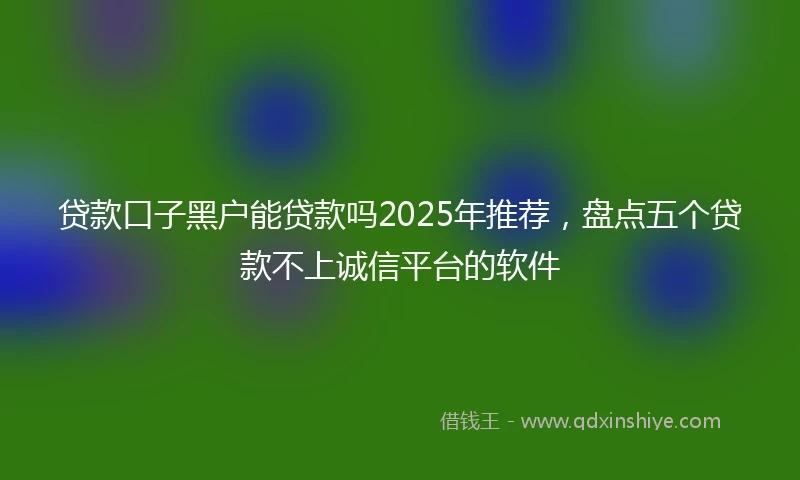 贷款口子黑户能贷款吗2025年推荐，盘点五个贷款不上诚信平台的软件