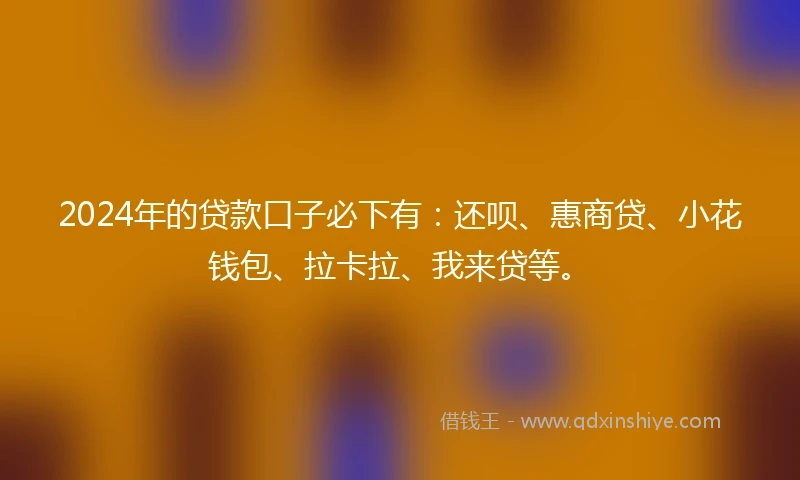 2024年的贷款口子必下有：还呗、惠商贷、小花钱包、拉卡拉、我来贷等。
