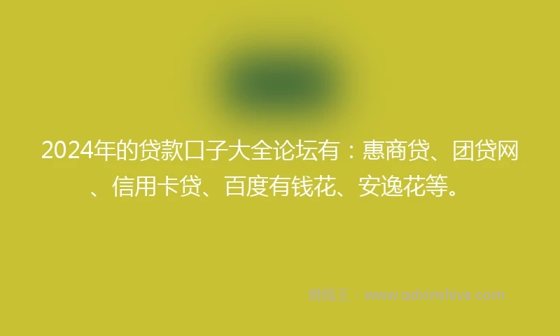 2024年的贷款口子大全论坛有：惠商贷、团贷网、信用卡贷、百度有钱花、安逸花等。