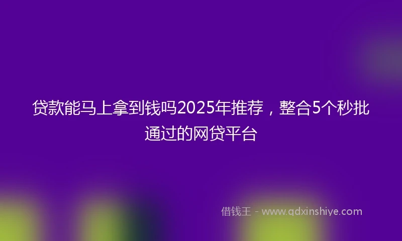 贷款能马上拿到钱吗2025年推荐，整合5个秒批通过的网贷平台